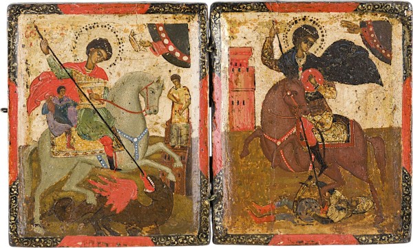 Bild KLEINES DIPTYCHON MIT DEN REITERHEILIGEN GEORG UND DEMETRIUS