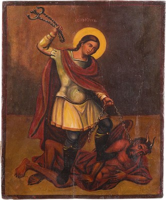 Picture IKONE MIT DEM HEILIGEN NIKITA, DER DEN TEUFEL SCHLÄGT
