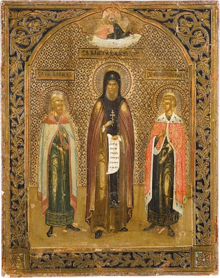 Picture IKONE MIT DEM HEILIGEN FEODOR VON JAROSLAWL MIT SEINEN SÖHNEN KONSTANTIN UND DAVID
