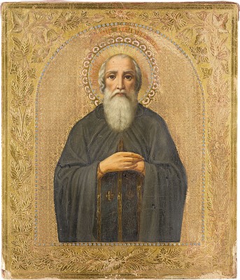 Picture SELTENE IKONE MIT DEM HEILIGEN EHRWÜRDIGEN MÖNCH KONSTANTIN VON SYNADA