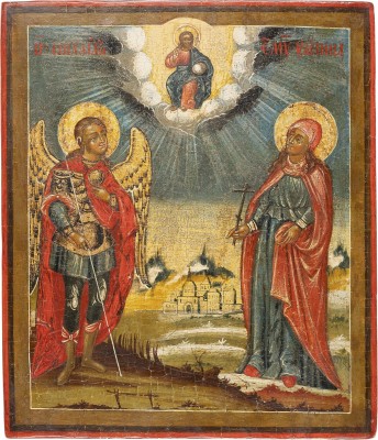 Picture PATRONATSIKONE MIT DEM ERZENGEL MICHAEL UND DER HEILIGEN JULIANA