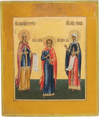Picture IKONE MIT DEN HEILIGEN KATHARINA, THEODOR UND ZINOBIA