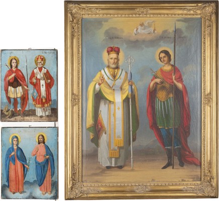 Auction 161<br>ZWEI IKONEN MIT DEM HEILIGEN NIKOLAUS VON MYRA UND DEM HEILIGEN GEORG