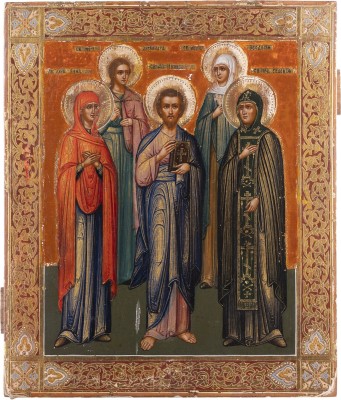 Picture IKONE MIT DEN HEILIGEN PROPHETIN ANNA, ALEXANDRA, JAKOB, THEODOSIA UND EUDOKIA