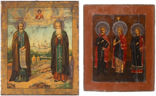Auction 161<br>ZWEI IKONEN: ZOSIMA UND SAWATIJ SOWIE SAMON, GURIJ UND AVIV
