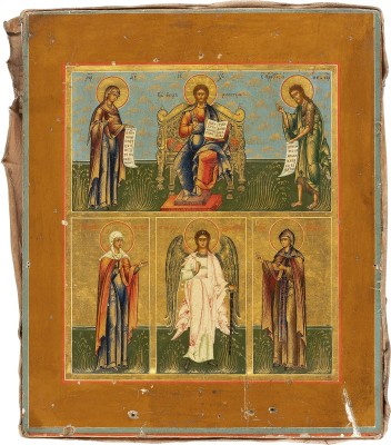 Picture FEINE ZWEIFELDER-IKONE MIT DEESIS, DEM SCHUTZENGEL SOWIE DEN HEILIGEN MARTHA UND MARIA