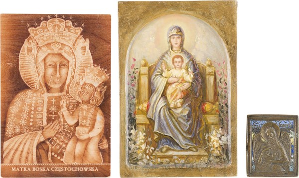 Auktion 161<br>ZWEI IKONEN MIT GNADENBILDERN DER GOTTESMUTTER UND BRONZE-IKONE MIT JOHANNES DEM VORLÄUFER