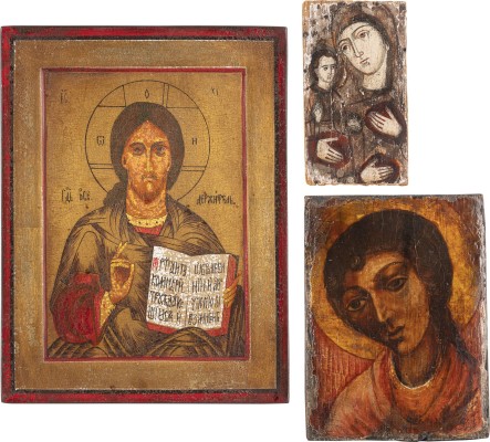 Picture DREI IKONEN: DREIHÄNDIGE GOTTESMUTTER, CHRISTUS PANTOKRATOR UND ERZENGEL