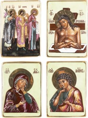 Auktion 161<br>VIER PLAKETTEN MIT DER GOTTESMUTTER, CHRISTUS IM GRAB UND JOHANNES DEM VORLÄUFER